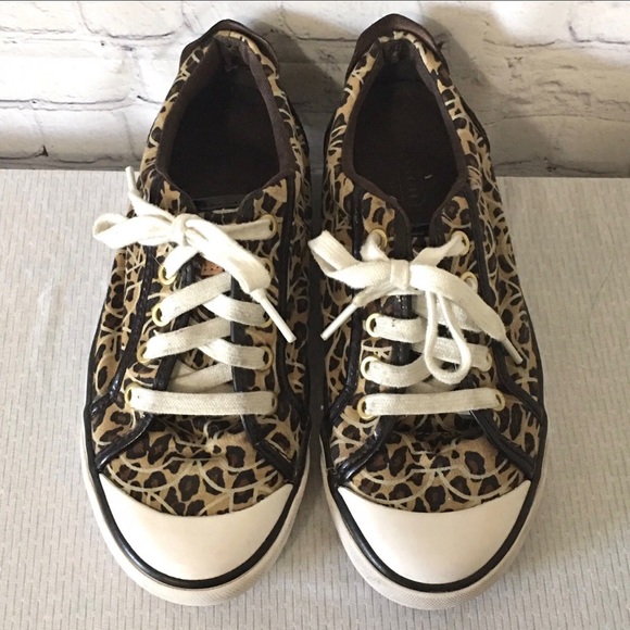 COACH Barrett Women's Sz 6B Leatherware Leopard Cheetah Print Sneakers. - Picture 1 of 11